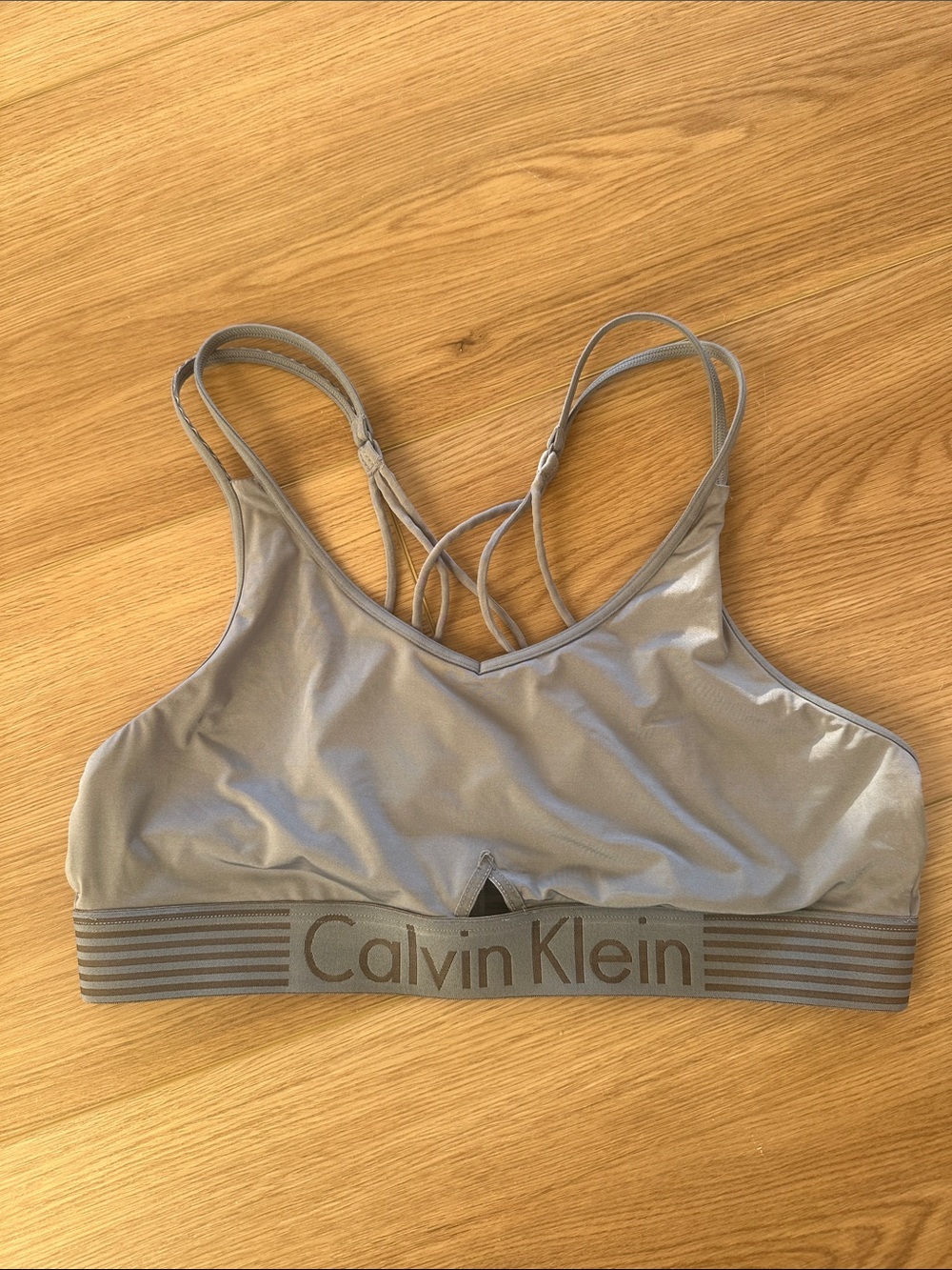 Calvin Klein Light Gray Strappy Sports Bralette